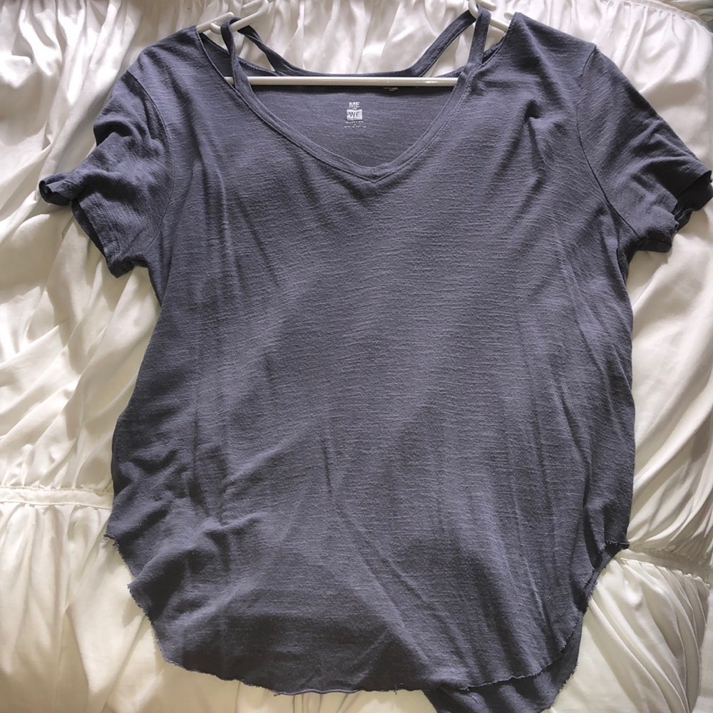 Bluish Gray Top with Cute Altered Collar